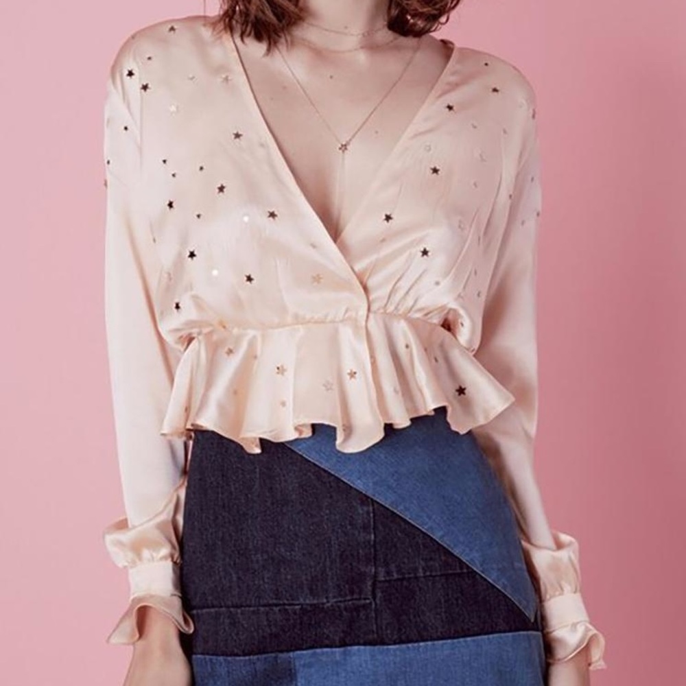 Pink satin blouse